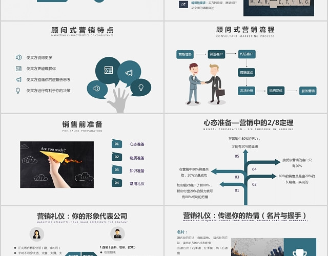 卡通蓝色商务通用顾问式营销培训课件PPT模板