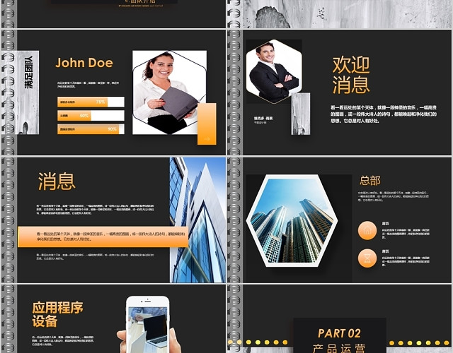 黑白水墨时尚烫金商业计划书主题PPT模板