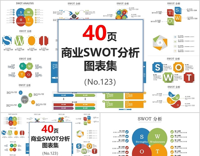 商业SWOT分析PPT图表集PPT模板