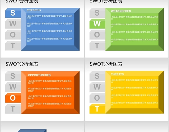 彩色SWOT分析图表PPT模板