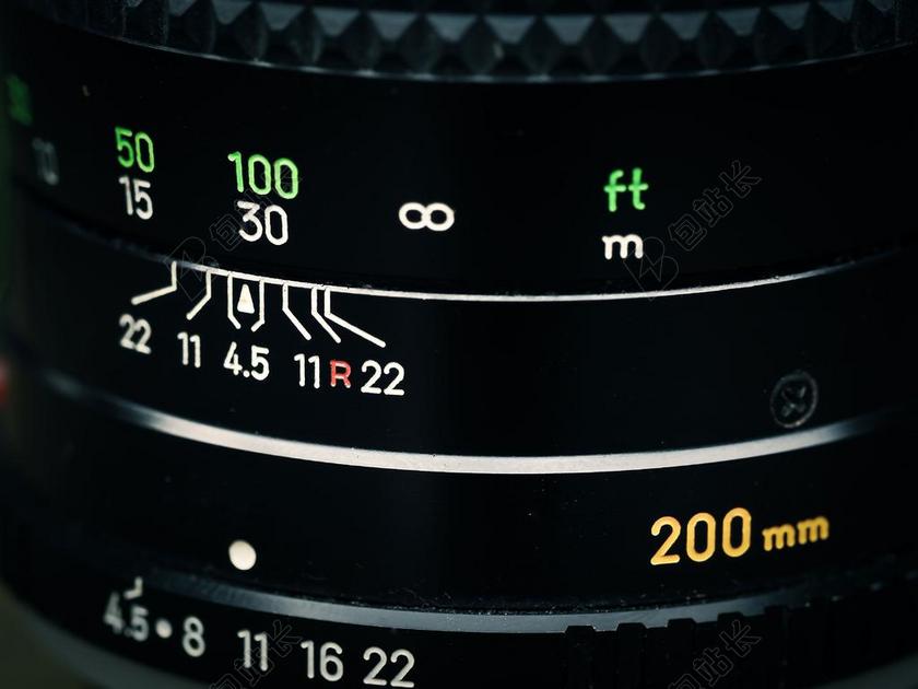 彩色摄影经典照相机上的刻度示数显示拍照摄影背景图片