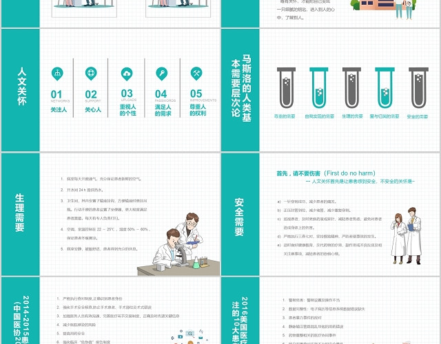 绿色清新扁平简约风人文关怀与优质护理PPT