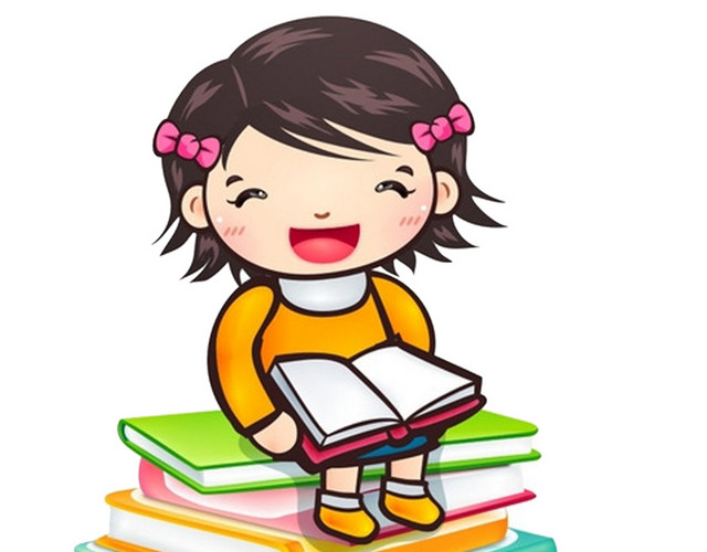 女孩坐在书上学习矢量素材