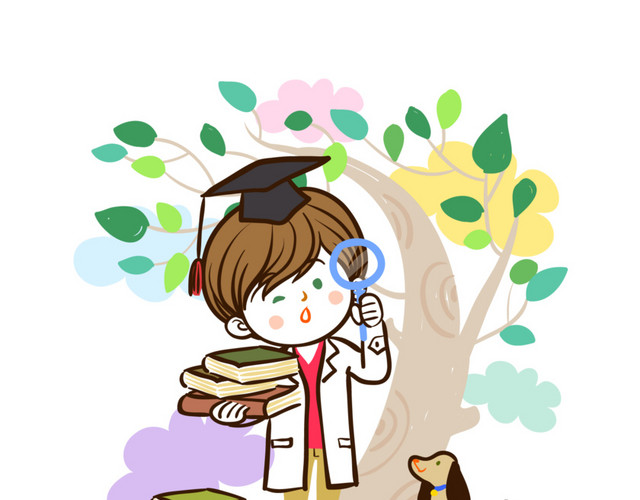 戴学士帽的男孩矢量素材
