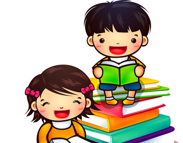 儿童坐在树上学习矢量素材