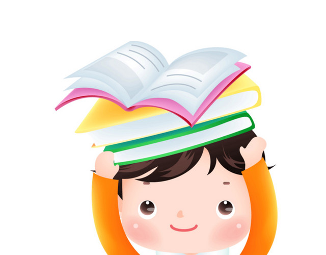 卡通男孩与书本矢量素材