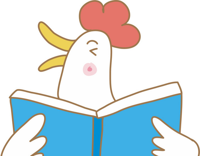 公鸡看书矢量素材