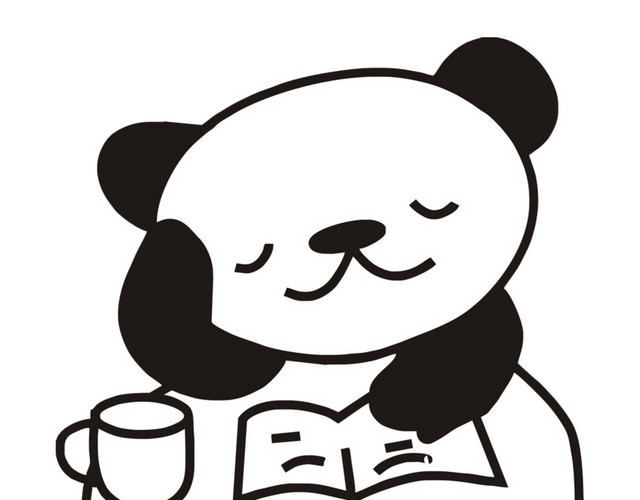 熊猫看书矢量素材