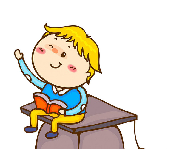卡通男孩坐学士帽上看书元素素材