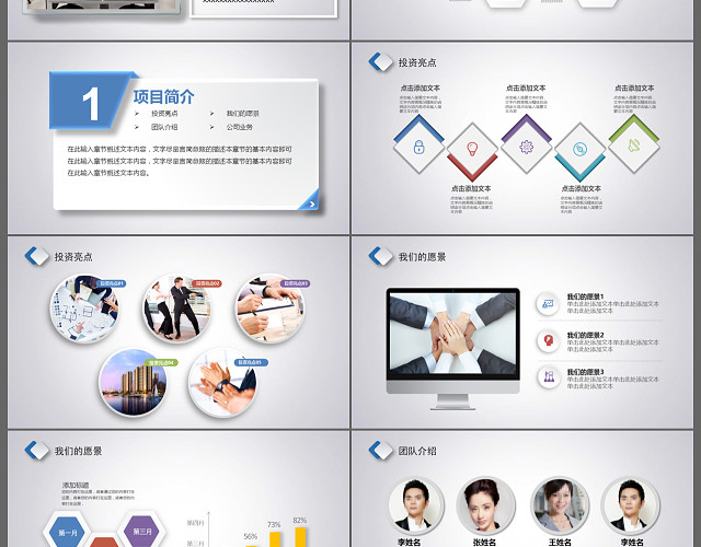 微粒体商业项目计划书商务通用PPT模板