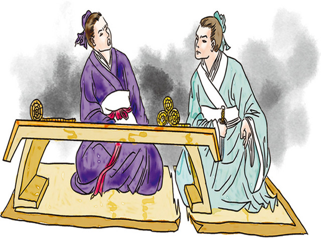 古代男子讨论矢量素材