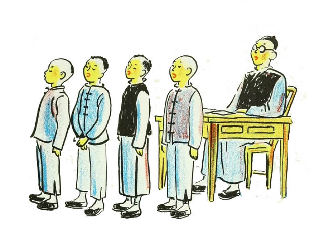 民国时期学生与老师矢量素材