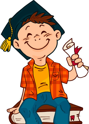 戴学士帽的男孩矢量素材