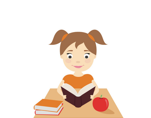 女孩认真学习矢量素材