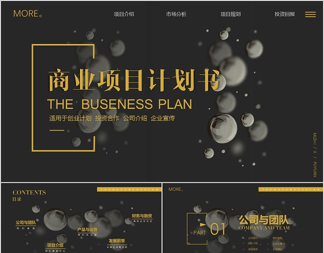 大气黑金商业项目计划书PPT模板
