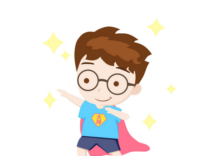 卡通超人小孩漫画图素材