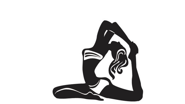 矢量免抠做瑜伽的美女剪影