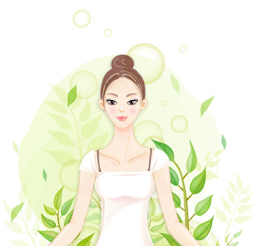 瑜伽少女手绘卡通元素