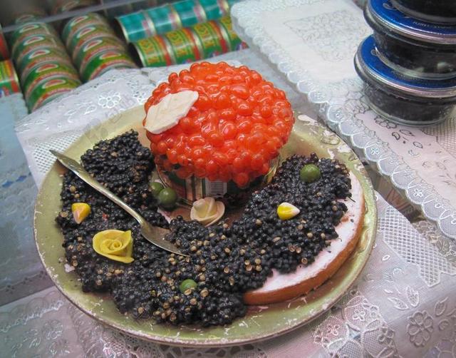 食物特写新鲜的鱼子酱背景图片