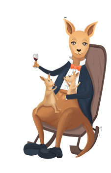 红酒葡萄酒元素袋鼠素材