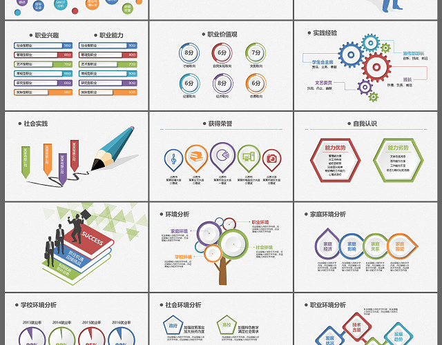 多彩大学生职业规划PPT模板