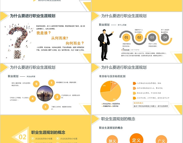 黄色商务简约企业员工职业生涯规划PPT模板