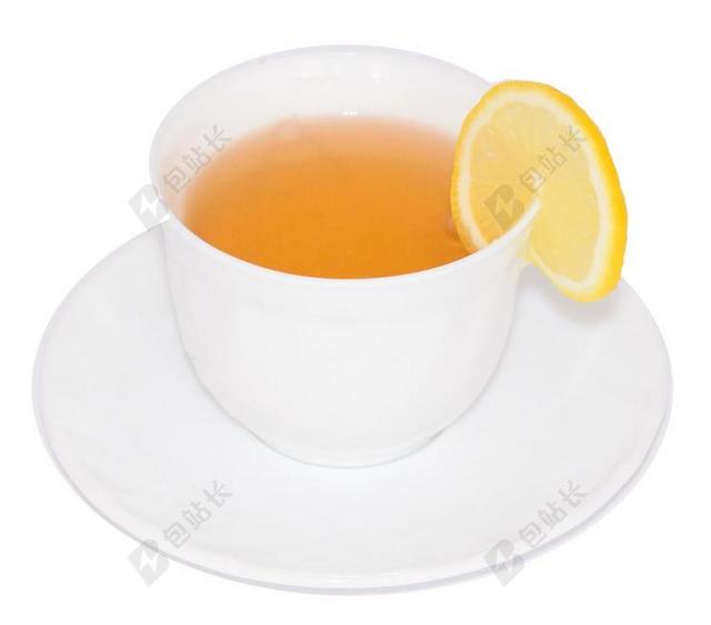 白色简约安静柠檬红茶白色茶杯宣传图片
