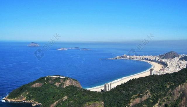 蓝色全景风景大海沙滩绝美宣传画