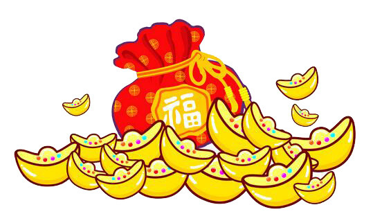 卡通金色元宝福袋素材