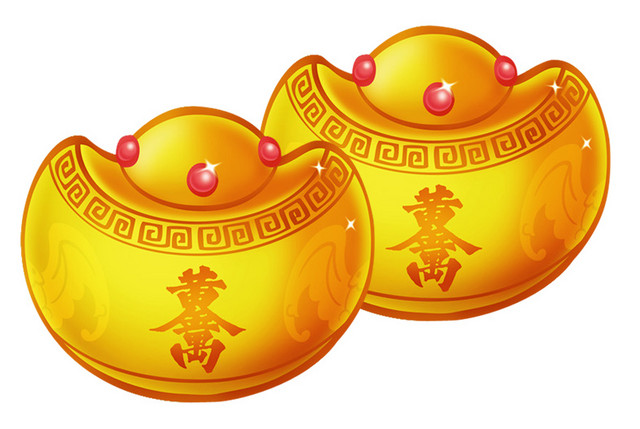 卡通珠宝金色元宝素材