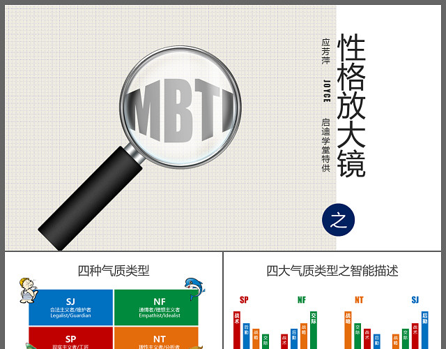 抽象纹理大气商务简洁性格放大镜教育教学说课PPT模板