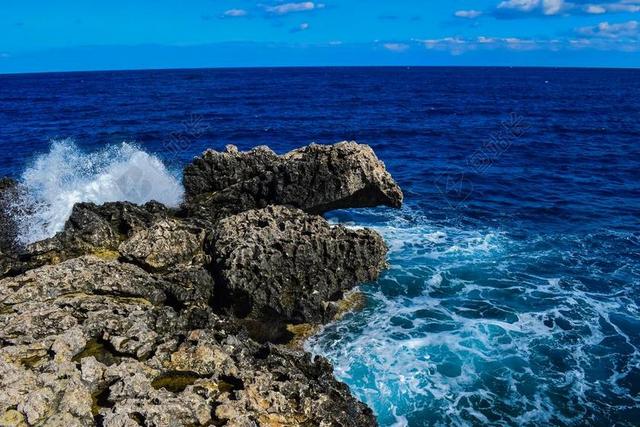 海岸 洛基 海 自然 地平线 蓝色 悬崖 风景 波 砸