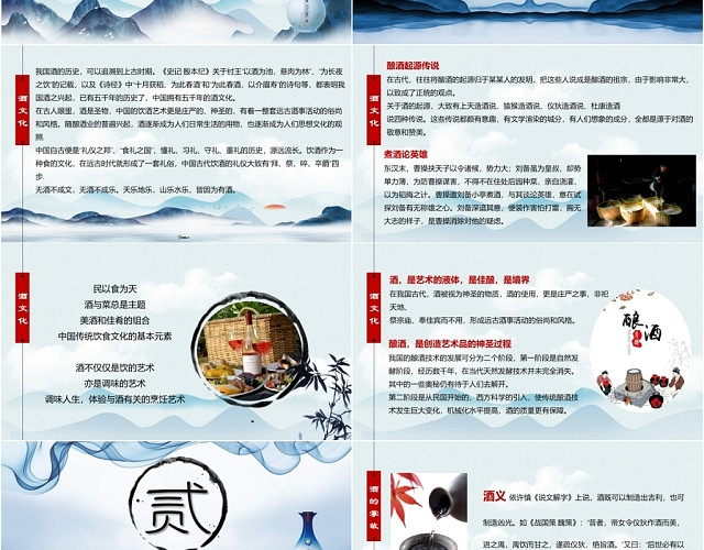中国风古风水墨中国酒文化培训课件PPT模板