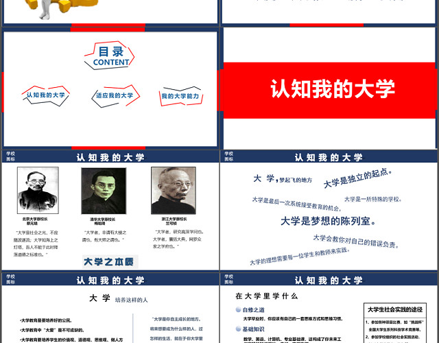 活力创意青春大学新生入学教育课件PPT模板