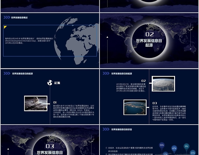 黑色科技风世界发展信息日主题PPT模板