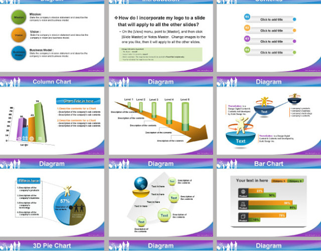 大气蓝紫色企业销售市场分析PPT模板