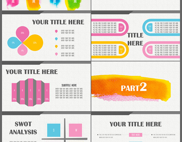 创意水彩商务通用PPT模板