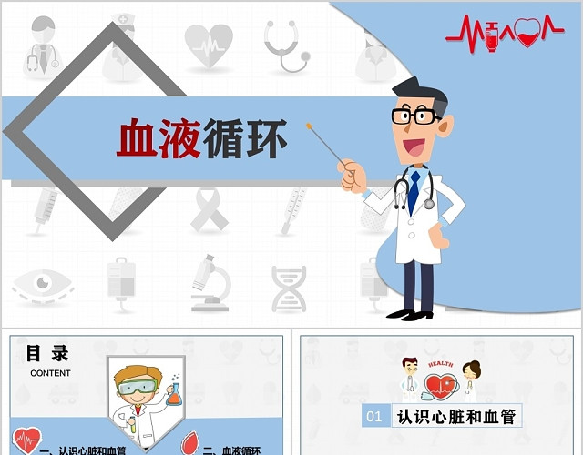 医疗简约风血液循环培训课件PPT模板