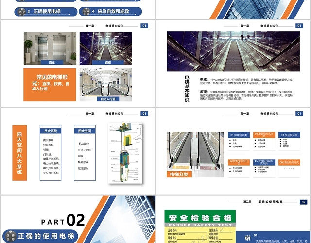 蓝色大气风格安全培训课件之电梯安全培训PPT模板