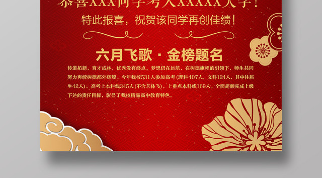 高考金榜题名祝贺庆祝喜报