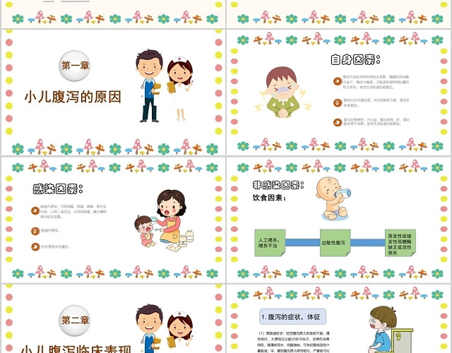 卡通简洁小儿腹泻护理查房医疗卫生行业PPT模板