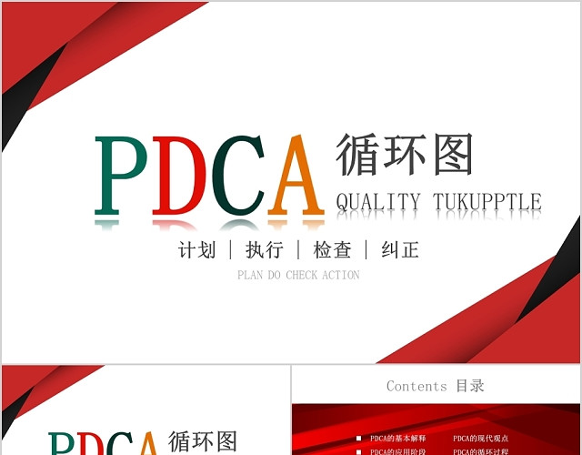 简约PDCA循环图PPT模板