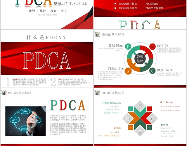 简约PDCA循环图PPT模板