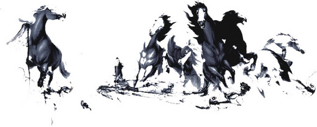 水墨兵马矢量素材