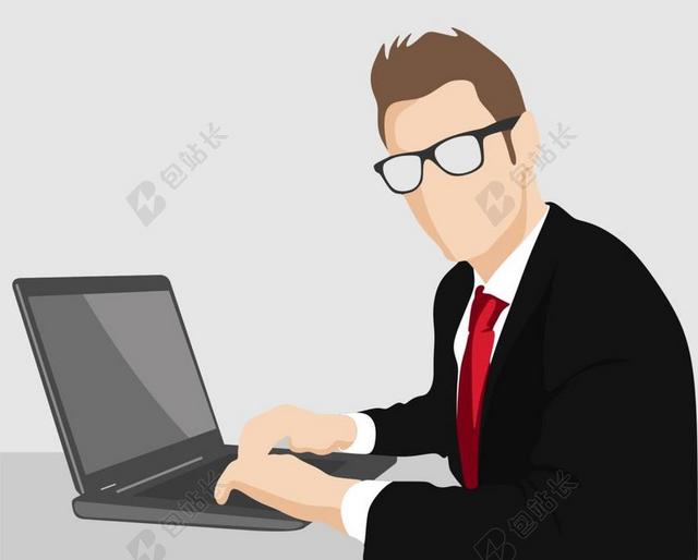 黑色商务呆板戴眼镜笔记本卡通漫画人物背景图片