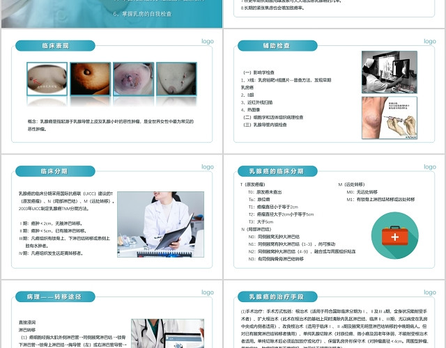 蓝色简约风格乳腺癌护理查房医疗行业PPT模板