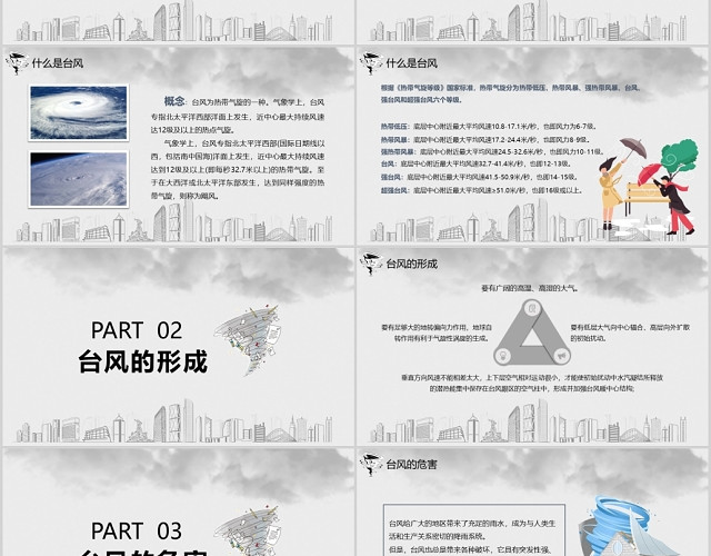 简约防台风安全教育培训PPT模板