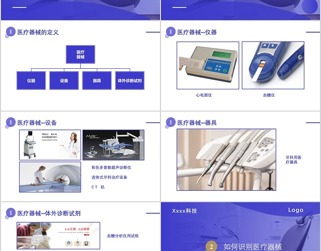 紫色简约风格医疗器械知识PPT模板