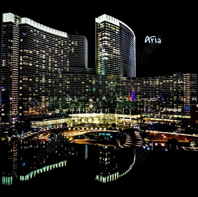 城市夜景旅行休闲拉斯维加斯不夜城灯火通明背景图片