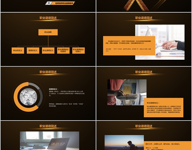 黑色高端商务员工职业道德培训PPT模板